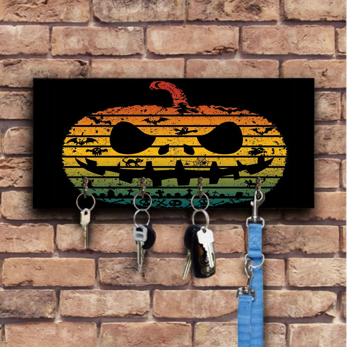 Vintage Sunset Pumpkin Wooden Key Hook Key Holder Halloween Gift Ideas