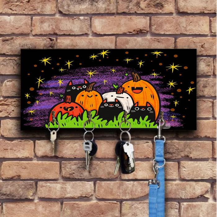 Cute Black Cats Wooden Key Hook Key Holder Halloween Gift Ideas