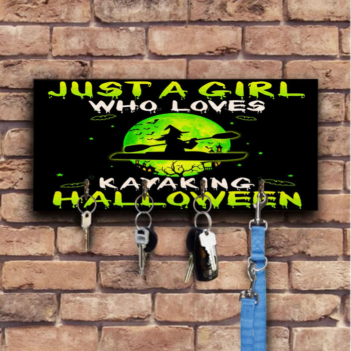 Just A Girl Who Loves Kayaking Wooden Key Hook Key Holder Halloween Gift Ideas