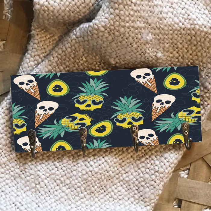 Skull Pineapple Wooden Key Hook Key Holder Halloween Gift Ideas