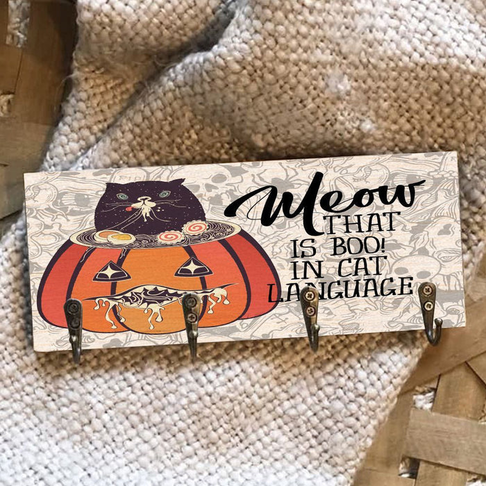 Black Cat Halloween Pumpkin Wooden Key Hook Key Holder Halloween Gift Ideas