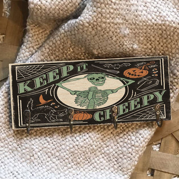 Keep It Creepy Skeleton Wooden Key Hook Key Holder Halloween Gift Ideas