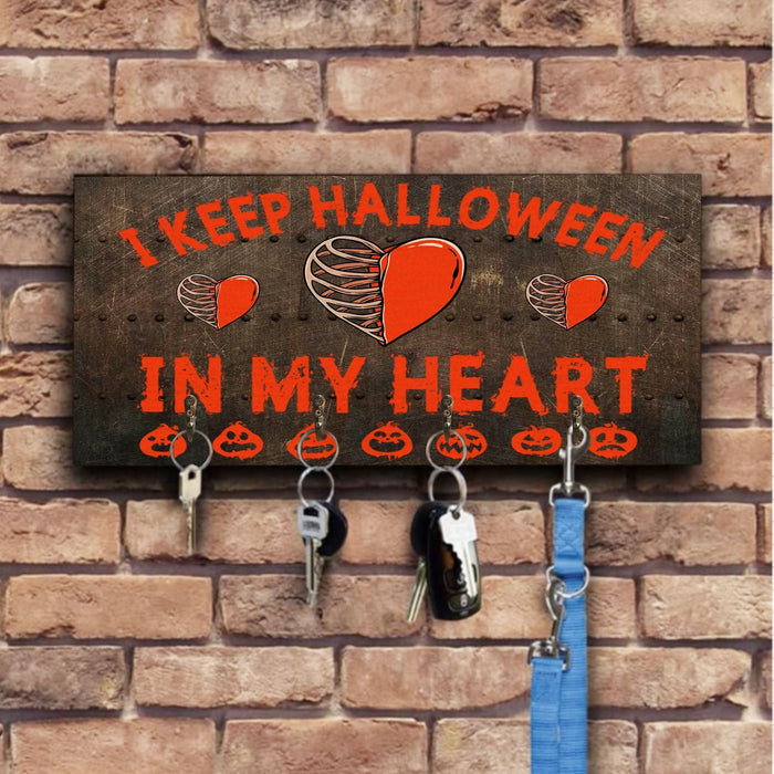 I Keep Halloween In My Heart Wooden Key Hook Key Holder Halloween Gift Ideas