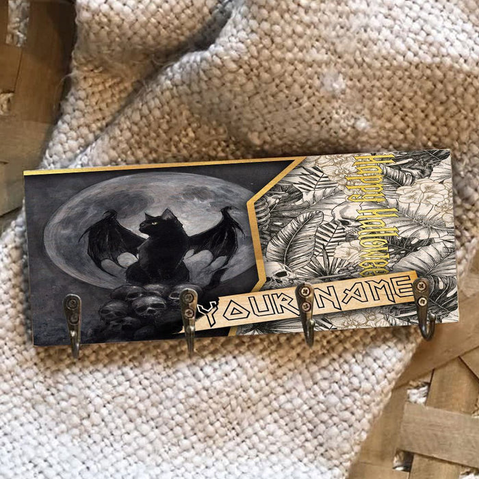 Black Cat Halloween Bats Wooden Key Hook Key Holder Halloween Gift Ideas