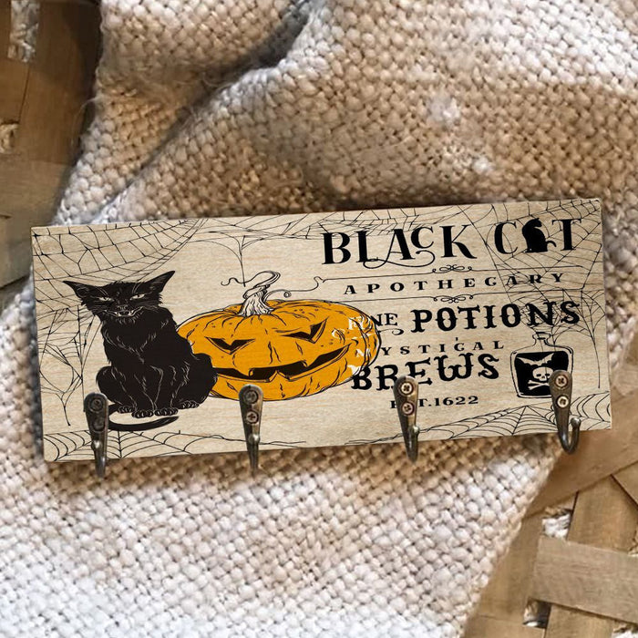 Black Cat Wooden Key Hook Key Holder Halloween Gift Ideas