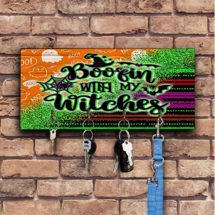 Boozin With My Witches Wooden Key Hook Key Holder Halloween Gift Ideas