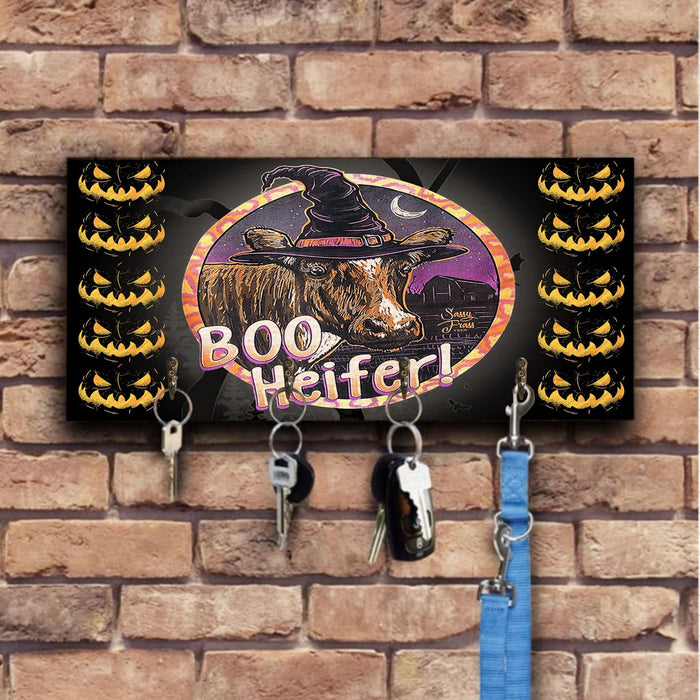 Boo Heifer With Halloween Witch Cow Wooden Key Hook Key Holder Halloween Gift Ideas