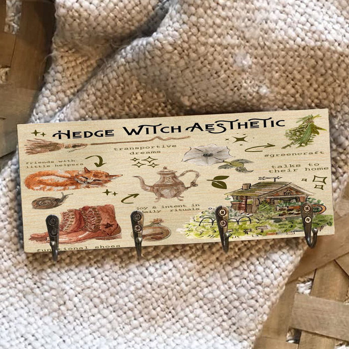 Witch Aesthetic Wooden Key Hook Key Holder Halloween Gift Ideas