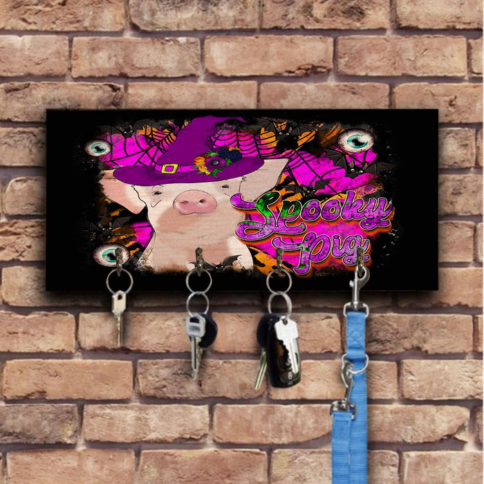 Spooky Pig Wooden Key Hook Key Holder Halloween Gift Ideas