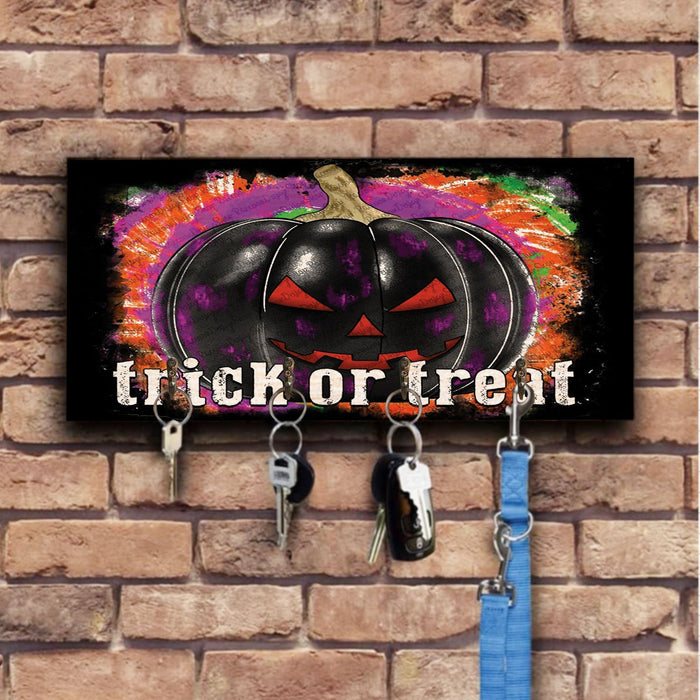 Trick Or Treat Black Pumkin Wooden Key Hook Key Holder Halloween Gift Ideas