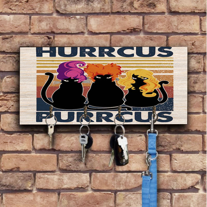 Hurrcus Purrcus Wooden Key Hook Key Holder Halloween Gift Ideas