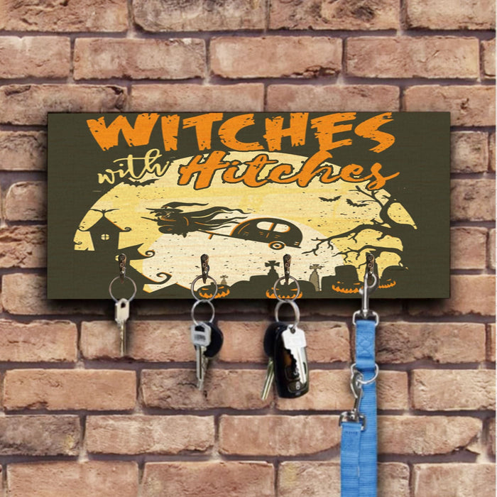 Halloween Witch Sunset Wooden Key Hook Key Holder Halloween Gift Ideas