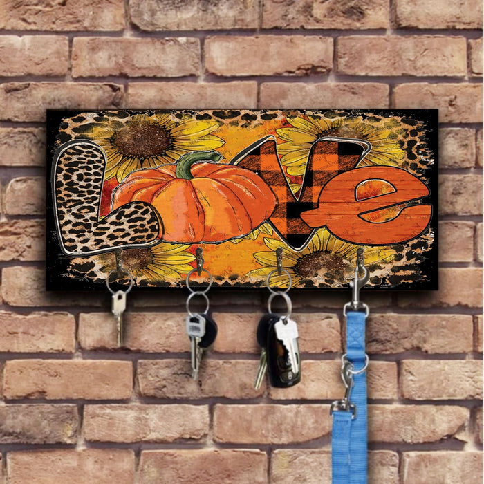 Pumkin Love Wooden Key Hook Key Holder Halloween Gift Ideas