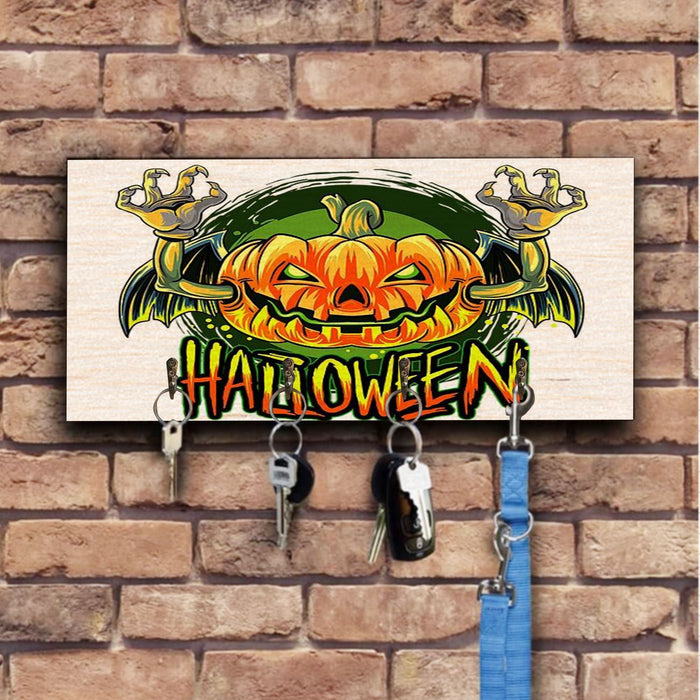 Pumpkin Scary Is Coming Wooden Key Hook Key Holder Halloween Gift Ideas