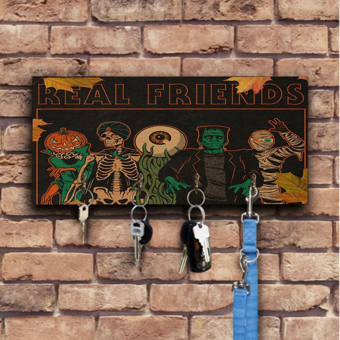 Real Friends Skeleton Wooden Key Hook Key Holder Halloween Gift Ideas