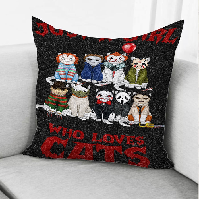 Just A Girl Who Loves Cute Cats Pillow Halloween Gift Ideas