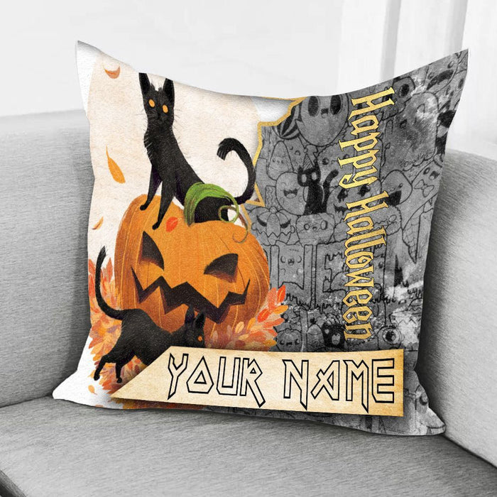 Black Cat And Pumpkin Pillow Halloween Gift Ideas