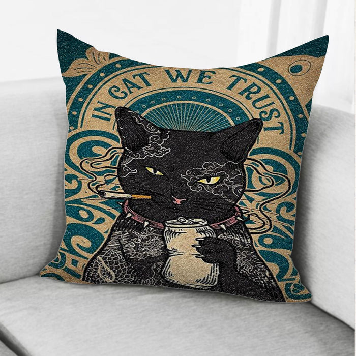 In Cat We Trust Pillow Halloween Gift Ideas