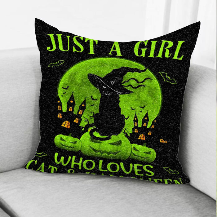 Just A Girl Who Loves Cats Pillow Halloween Gift Ideas