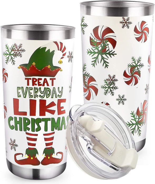 Treat Everyday Like Christmas Elf Tumbler Christmas Gift Ideas