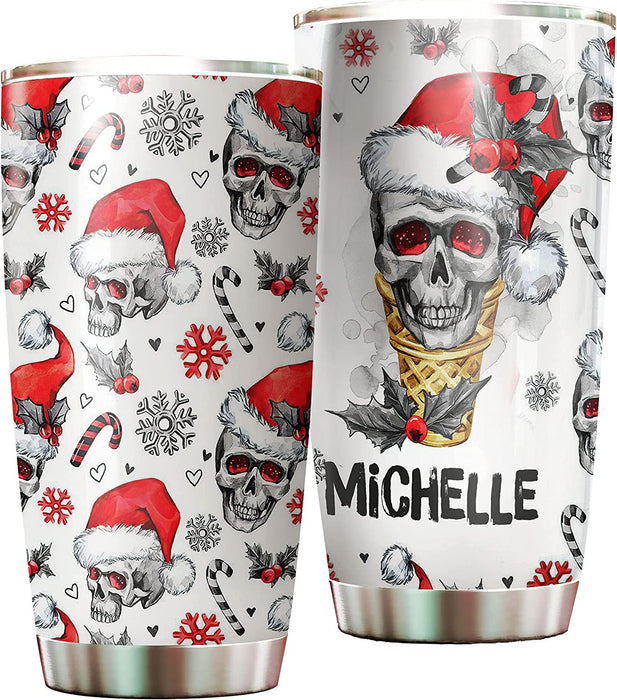 Skull Wearing Santa Hat Tumbler Christmas Gift Ideas
