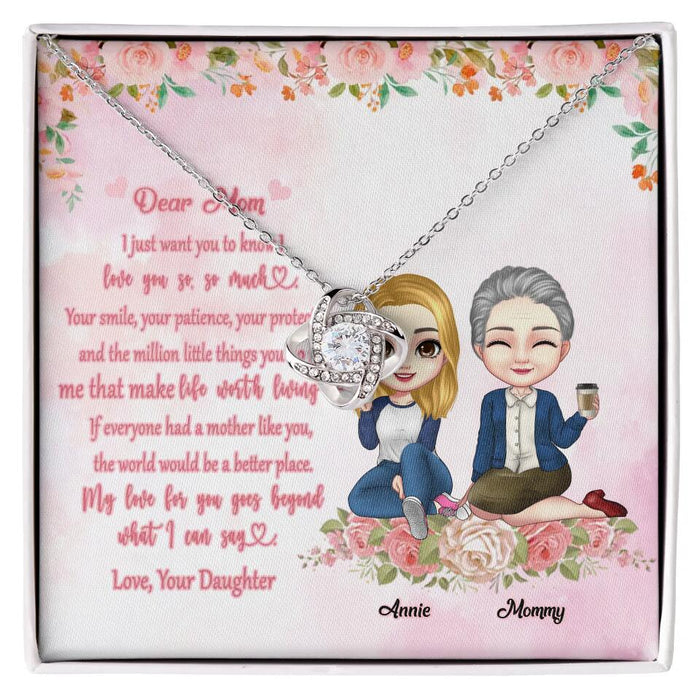 Mom I Love You So So Much - Mother's Day Gift - Personalized Love Knot Necklace
