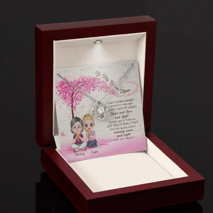 I Filled It With My Wishes - Gift for Bonus Mom - Customized Love Knot Necklace