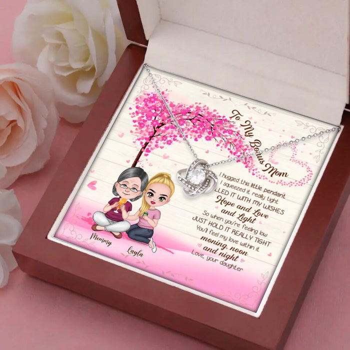 I Filled It With My Wishes - Gift for Bonus Mom - Customized Love Knot Necklace