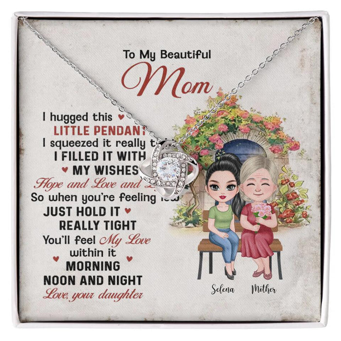 You Will Feel My Love - Gift For Mother's Day - Personalized Love Knot Necklace