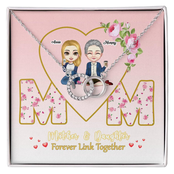 Mother And Daughter Forever Link Together - Gift for Mom - Customized Perfect Pair Necklace