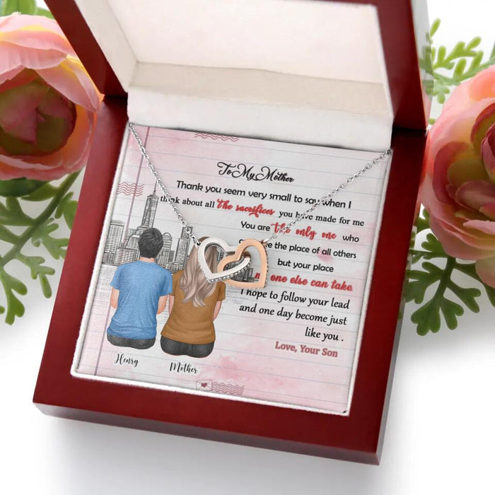 Mother I Hope To Follow Your Lead - Gift for Mom - Personalized Interlocking Heart Necklace
