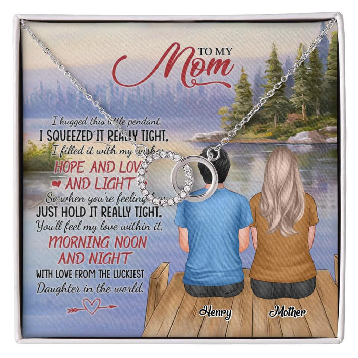 Mom I Hugged This Little Pendant - Gift for Mother - Personalized Perfect Pair Necklace