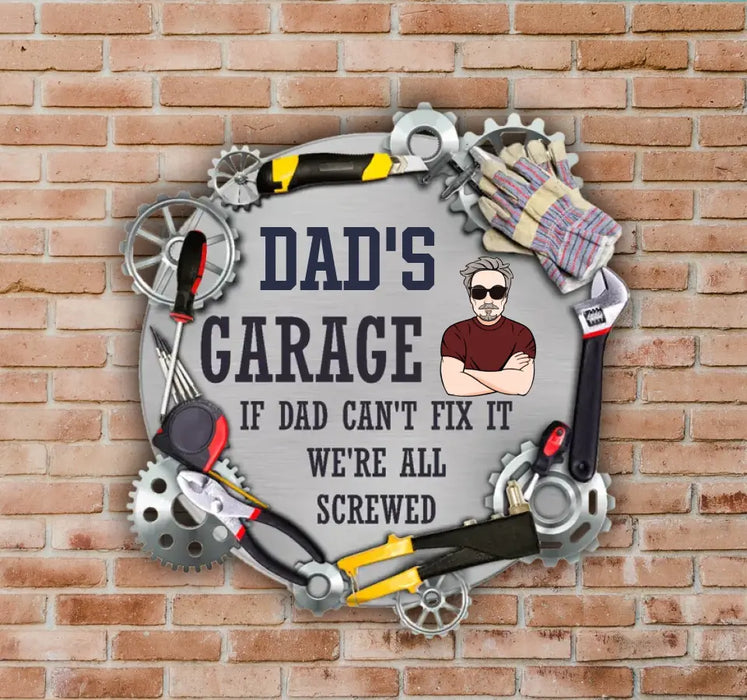 Dad's Garage- Personalized Cut Metal Sign - Gift For Family