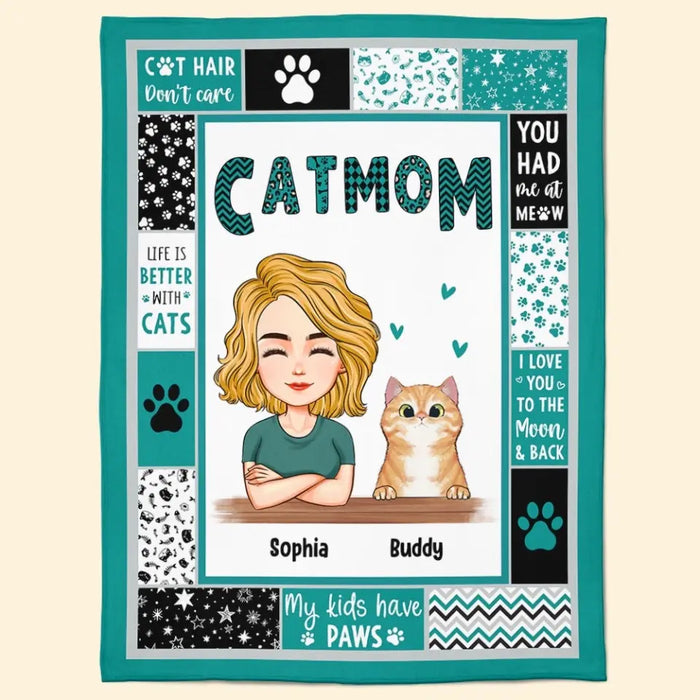 Cat Mom - Gift For Pet Lovers - Personalized Blanket