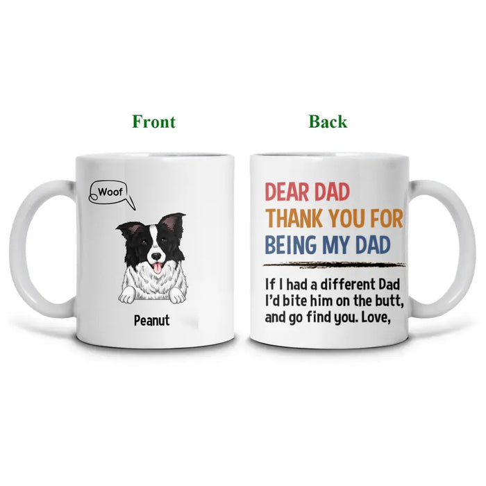 Dear Dad Thank You For Being My Dog Dad - Gift For Pet Lovers - Personalized Mug