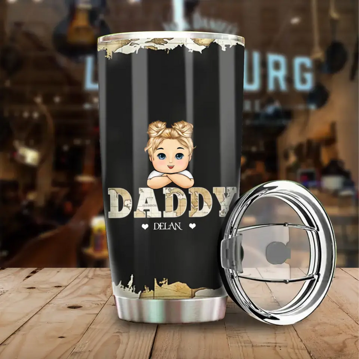 Vintage Map Daddy- Personalized Tumbler- Gift For Family