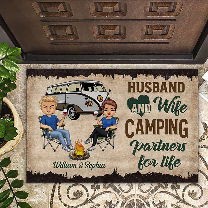 Let's Sit By The Campfire- Gift For Family- Personalized Custom Doormat