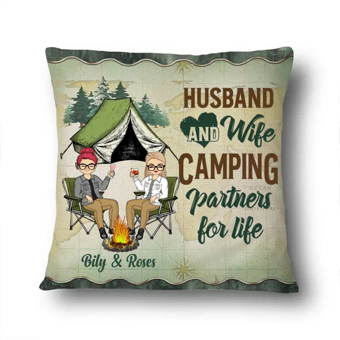 Husband Wife Camping Forest- Gift For Family- Personalized Custom Pillow