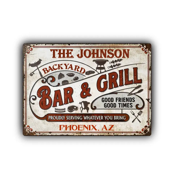 Proudly Serving Whatever You Bring- Gift For Family- Personalized Rectangle Metal Sign