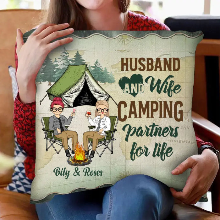 Husband Wife Camping Forest- Gift For Family- Personalized Custom Pillow