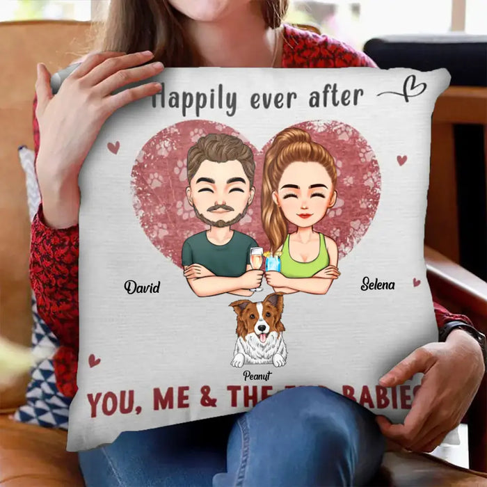 You, Me And The Fur Baby - Gift For Couple, Pet Lovers - Personalized Pillow