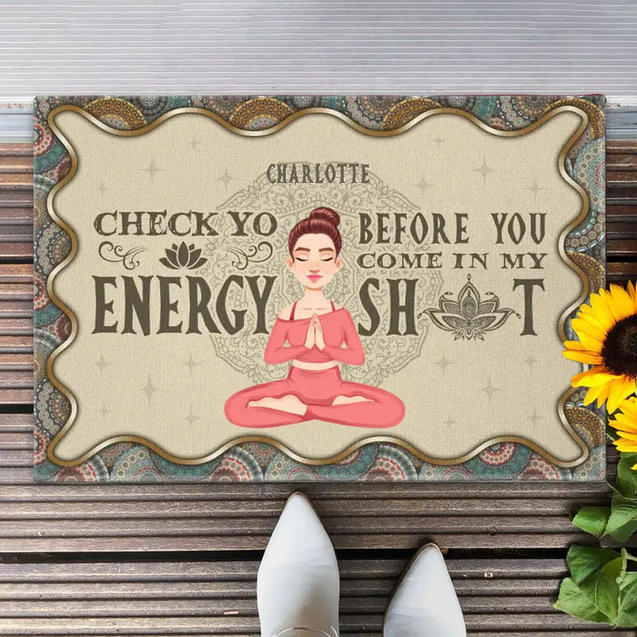 Check Yo Energy - Gift For Yoga Lovers - Personalized Doormat