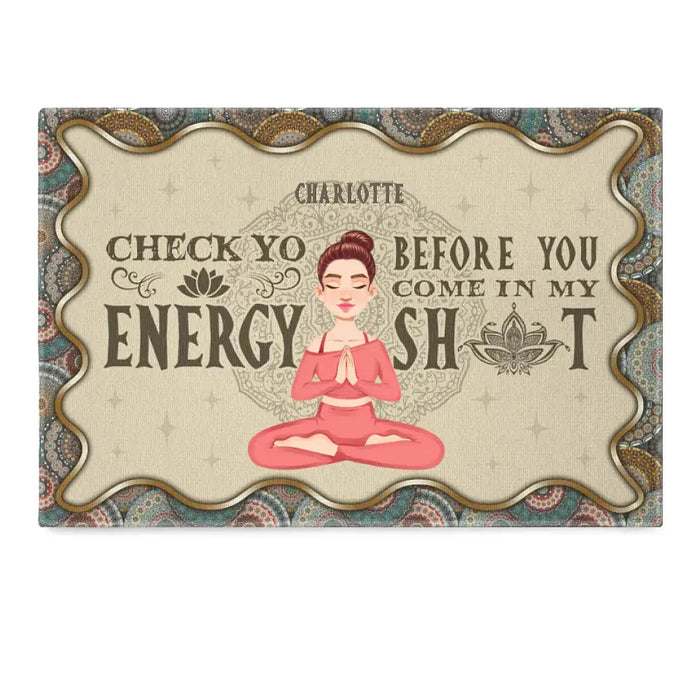 Check Yo Energy - Gift For Yoga Lovers - Personalized Doormat