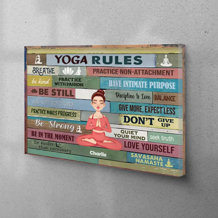 Yoga Rules - Gift For Yoga Lovers - Personalized Canvas Wall Art