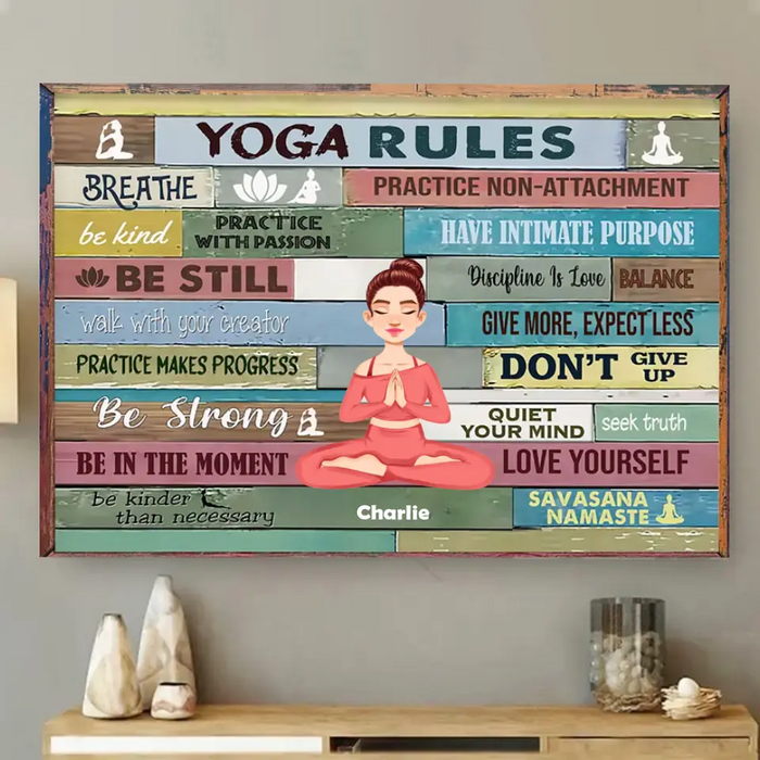 Yoga Rules - Gift For Yoga Lovers - Personalized Canvas Wall Art
