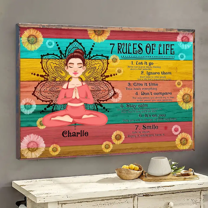 7 Rules Of Life - Gift For Yoga Lovers - Personalized Canvas Wall Art