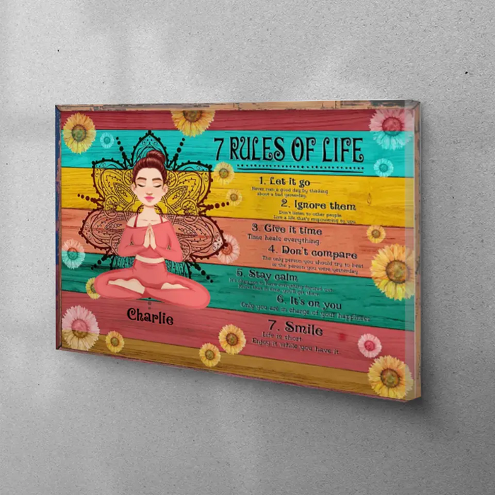 7 Rules Of Life - Gift For Yoga Lovers - Personalized Canvas Wall Art