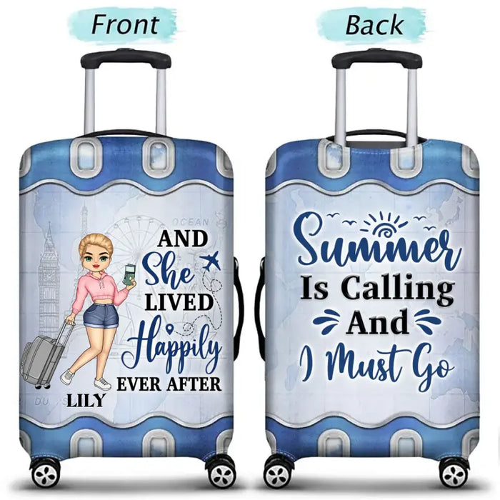 Just A Girl Who Loves Traveling- Gift For Traveling Lover- Personalized Luggage Cover