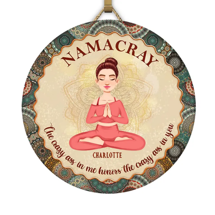 Namacray - Gift For Yoga Lovers - Personalized Round Wood Sign