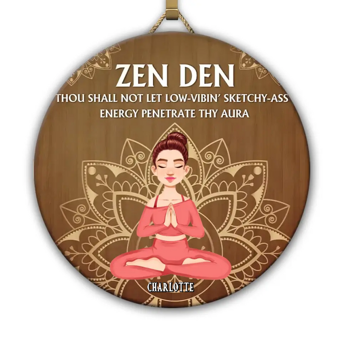 Zen Den - Gift For Yoga Lovers - Personalized Round Wood Sign